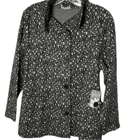 Habitat  NWT shacket,jacket,women M. Grey animal print,,PTP 21”, wide at waist - Picture 1 of 14